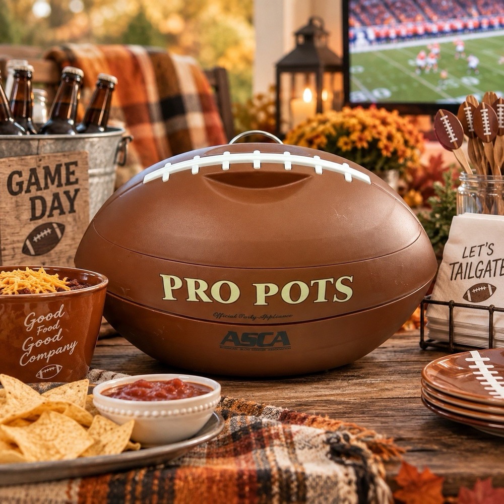 PRO POTS 1.5 Qt Football Slow Cooker Party NFL Appliance Crock Pot N9